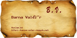 Barna Valér névjegykártya